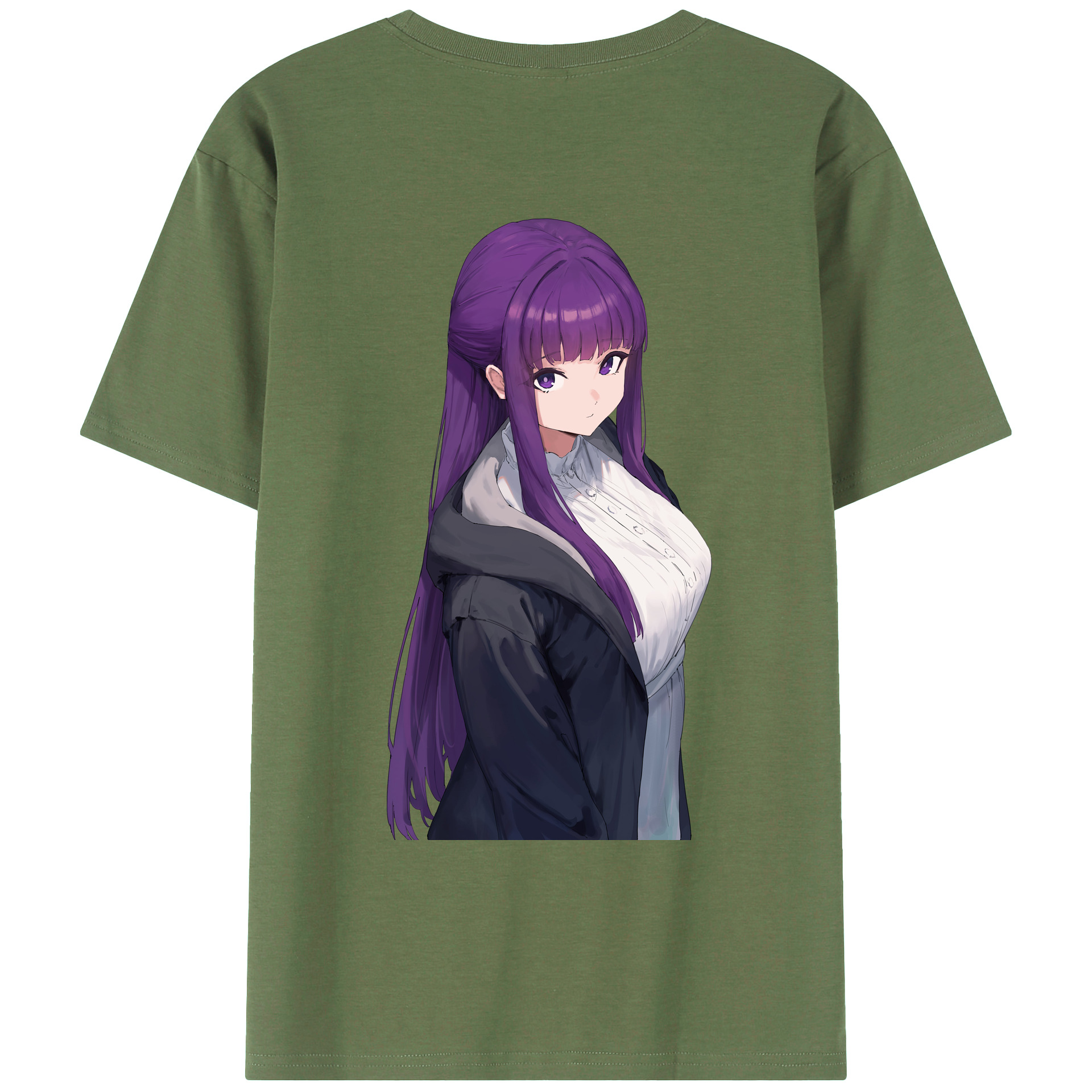 （画像用） 葬送のフリーレン Frieren 綿100％ メンズ半袖Tシャツ（バックプリント） 通気性